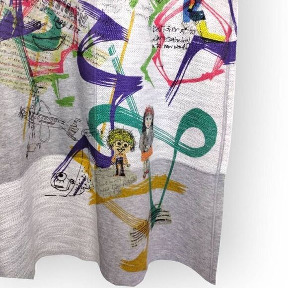 Inoah Womens Tee Dress Sz Large Grey VNeck T-shirt Artwork Painting Short Sleeve - Picture 5 of 13